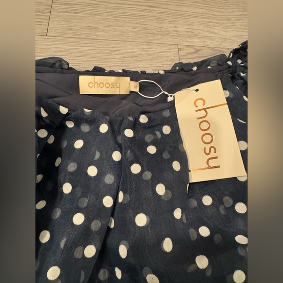 Choosy Over The Top Off Shoulder Polkadot Mini Dress Size M Ruffles - Picture 3 of 5